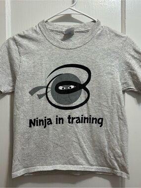 Port and Company Gray 'Ninja in Training' Graphic Tee- Youth S